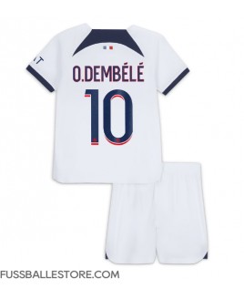 Günstige Paris Saint-Germain Ousmane Dembele #10 Auswärts Trikotsatzt Kinder 2023-24 Kurzarm (+ Kurze Hosen)